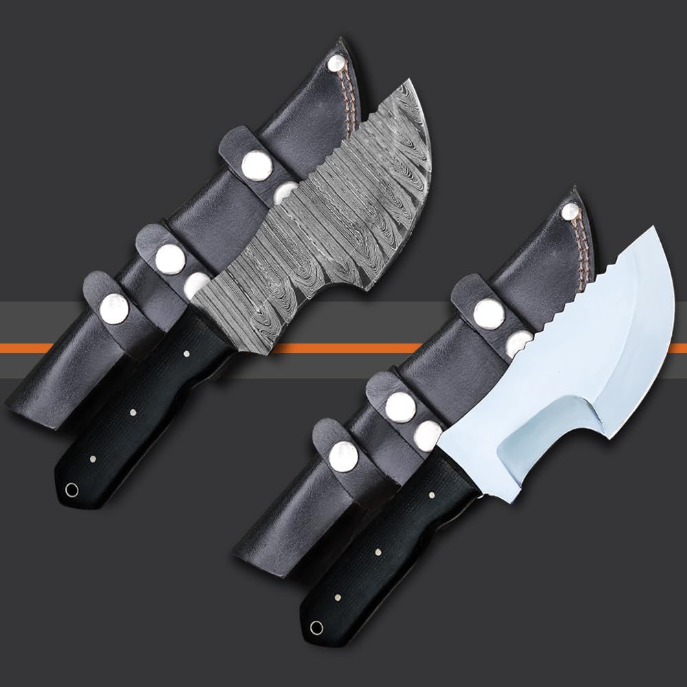 D2 Tracker Knife and Damascus Tracker knife Full Tang Fixed Blade Hunting Knife with Sheath Scout Carry Knife Bushcraft Survival Knife